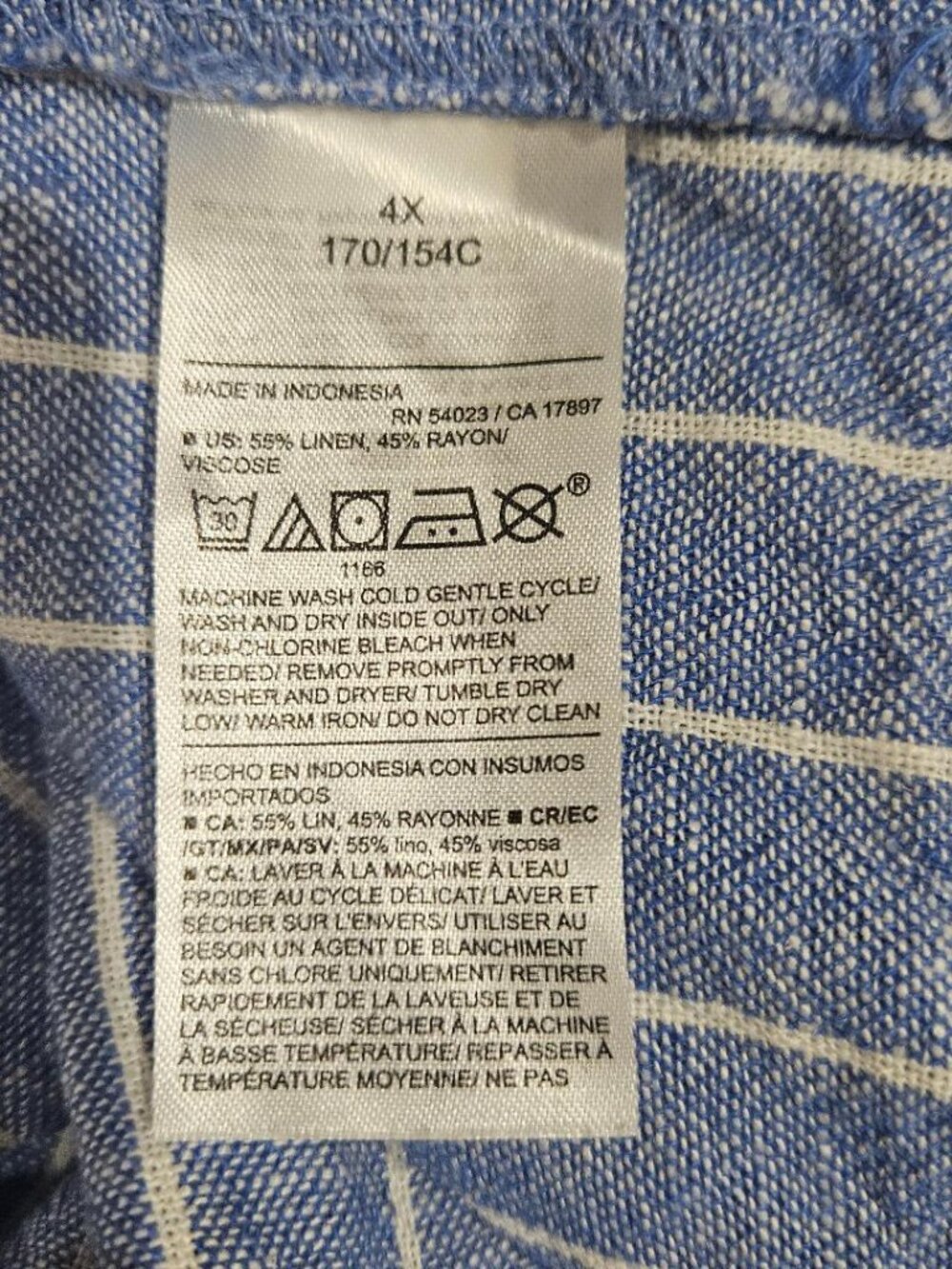 OLD NAVY BLUE WHITE STRIPE LINEN SHORT SLEEVE SHIRT DRESS SWIM COVERUP 4X - 5X - Picture 8 of 9